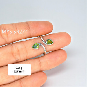 แหวนพลอยเพอริดอทดีไซน์พิเศษทรงเหลี่ยมสีเขียว แหวนเงินแท้ 925 - Product Image 1