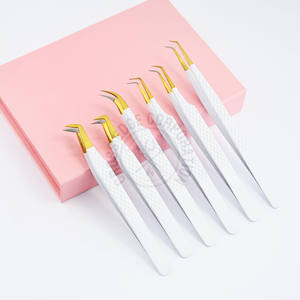 Pince à épiler professionnelle d'extension de cils à pointe de fibre nouvelle pince à épiler individuelle de Volume d'extension de cils blancs pour l'acier inoxydable - Product Image 6