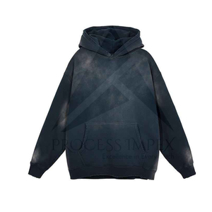 Men's Hooded Pullover Sweatshirt Solid <b>Brown</b> French Terry Knitted Regular Sleeve Autumn Wear - Product Image 3
