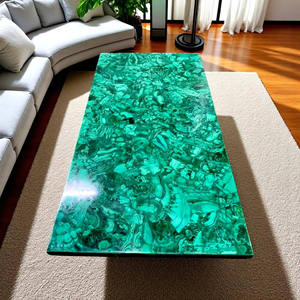 Losa Rectangular de Mármol Verde Malaquita Pulido, Hecha a Mano, Panel Decorativo para Regalo de Navidad - Product Image 1