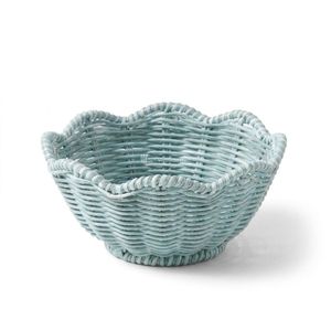 Ensemble d'organisateurs de vaisselle en rotin écologique moderne, comprenant un saladier festonné et un porte-couverts à 4 compartiments, pour service de table côtier - Product Image 2