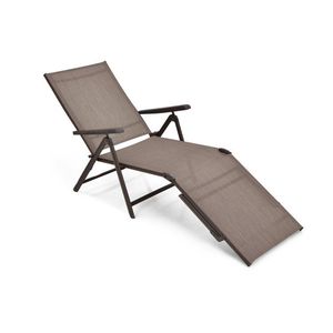 Chaise longue pliable pour patio avec dossier et repose-pieds pour bronzer, mobilier d'extérieur - Product Image 4