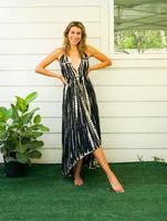 Robe longue décontractée tie-dye streetwear, best-seller, design simple, en rayonne et coton tissés, éco-responsable, style moderne, manches longues