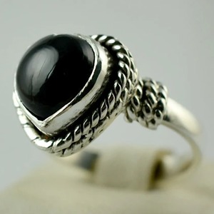 Bague en onyx noir en forme de cœur, argent sterling 925, faite à la main, bijou de promesse pour femme, cadeau, sertissage clos, pierre de naissance de décembre - Product Image 3