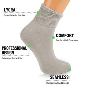 Chaussettes de cheville en coton non compressives pour femmes diabétiques – Lot de 3 paires, taille 5-7, idéales pour chaussures de diabète - Product Image 6