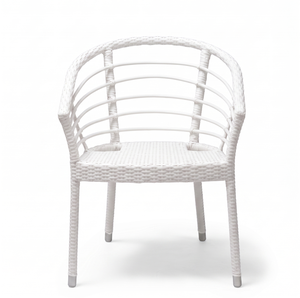Silla de Comedor de Mimbre Sintético PE Blanco para Exteriores, Silla Moderna de Ratán para Patio, Muebles de Jardín, Silla Tipo Tubo para Cafetería o Bistro - Product Image 5
