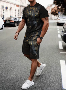Men Summer TShirt And Shorts <b>Set</b> Black Panther Print Breathable <b>Knitted</b> Casual Streetwear Two Piece Outfit Crew Neck - Product Image 2