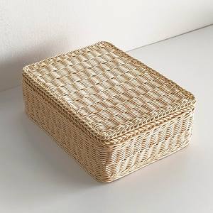 Caja de almacenamiento grande, cajas de ratán resistentes, varios tamaños, con tapa natural, accesorio para arreglos en cestas. - Product Image 2