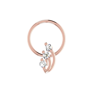 Bijoux de piercing fin en or 14 carats pour Trinity Sparkle Design 0.054ct Épingle de nez en diamant naturel - Product Image 2