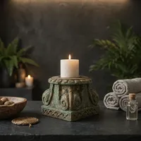 Support de bougie vintage en bois sculpté à la main, style rustique, pour jardin, entrée, salon, chambre, salle à manger