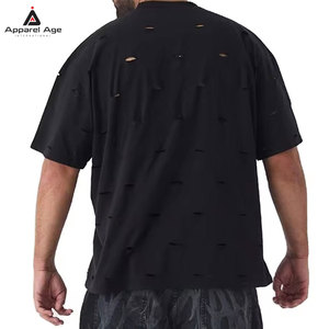 เสื้อยืดผู้ชายผ้าฝ้าย 100% คุณภาพดีที่สุด สไตล์ใหม่ ทรงหลวม ลุคดิสเทรส รับสกรีนโลโก้ เสื้อยืดฤดูร้อนสำหรับผู้ชาย - Product Image 2