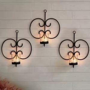 เชิงเทียนติดผนังเหล็กตกแต่งผนังโลหะสำหรับห้องนั่งเล่นและห้องนอน - Product Image 4