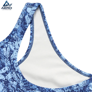 Graphic Print <b>Blue</b> Oceanic Motif Breathable OEM ODM Service Good Supplier New Trendy Comfortable Women Gym Fitness Wear <b>Bra</b> - Product Image 5
