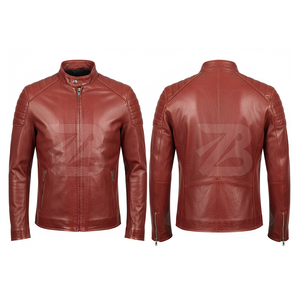 Men's Stylish Windbreaker Reversible Leather <b>Jacket</b> Stand Collar High Quality Breathable Fabric Winter Motorcycle Riding Pocket - Product Image 1