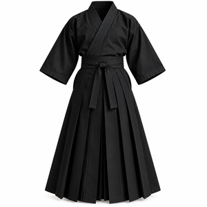 Traje de Artes Marciales Japonés Hakama, Parte Superior Blanca, Parte Inferior Gris, Uniforme Tradicional de Entrenamiento de Aikido e Iaido, Hecho a Medida - Product Image 3