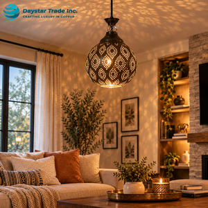 Lámpara Colgante Moderna de Metal Daystar Trade Inc, Patrón Circular, Luz Blanca Cálida, Lámpara de Techo Interior, Fácil Instalación, 100W, CRI 90 - Product Image 1