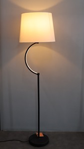Modern Arc Floor Lamp with Fabric Shade LED Strip Lighting Half Moon Curved <b>Standing</b> Lamp for Living Room Bedroom - Product Image 2