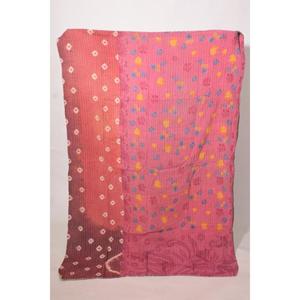 Handmade Cotton Kantha Gudri Quilt Reversible Vintage Bedcover Indian Block Print Throw Blanket Decor - Product Image 1