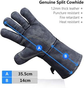 Offre Spéciale Four Résistance Thermique Cuir Soudage Gants À Manches Longues Isolé Doublure Sécurité Travail Cuisine Gants de Cuisson - Product Image 3