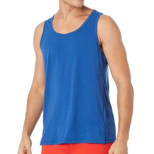 Men Solid Color O-Neck Knitted Tank Top Casual Style Breathable Sleeveless <b>Vest</b> Blue Polyester Material - Product Image 4