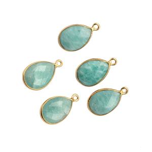 Colgante de Plata 925 Bañado en Oro Amarillo de 18k con Bisel y Piedra Preciosa de Amazonita Natural de 12x16mm, de Alta Calidad y Más Vendido, Ideal para Regalo - Product Image 2