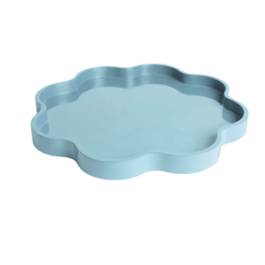 Floral Shaped Round Scalloped Rattan Serving <b>Tray</b>, Warm Color Eco-Friendly Decorative Platter for Home & Hotel, Made In Viet Nam - Product Image 2