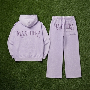 Conjunto de Sudadera Oversize con Capucha y Pantalones Anchos de Felpa de Algodón para Mujer, Estilo Casual Urbano, OEM ODM - Product Image 5