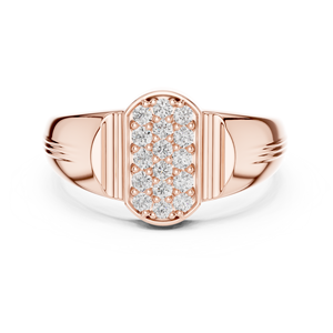 Anillo de Sello para Hombre con Racimo de Diamantes Cultivados en Laboratorio, Chapado en Oro Rosa de 18K y Rodio, Corte Minimalista, Regalo de Boda, Compromiso, Uso Diario - Product Image 1
