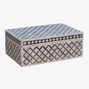 Boîte de rangement élégante pour bijoux en os incrusté, coffre à souvenirs en bois fait main pour collection de cadeaux féminins - Product Image 2