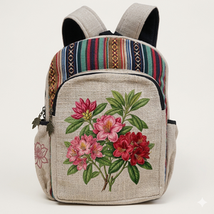 กระเป๋าเป้สะพายหลังแฟชั่นแบบยูนิเซ็กซ์ ทำจากใยป่าน 100% น้ำหนักเบา 16 ลิตร สายสะพายสบาย  ใส่แล็ปท็อปได้  ผลิตด้วยมืออย่างยั่งยืน  สารสกัดจากดอกโรโดเดนดรอน - Product Image 1