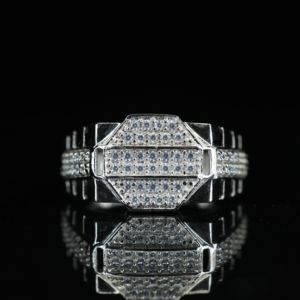 Geometric Wedding Band 925 Silver Channel Setting Unisex Classic <b>Ring</b> Silver Plated - Product Image 3