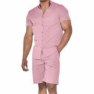 Traje Casual de Verano para Hombre, Transpirable, de Manga Corta, de Algodón, Personalizado, de Color Sólido, Popular, con Logotipo Personalizado, Conjunto de Traje para Hombre de Felpa - Product Image 1