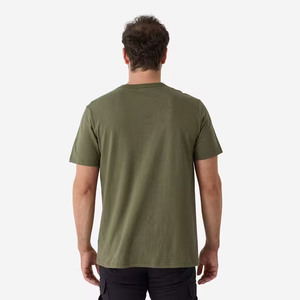 T-shirt basique uni à col rond et manches courtes pour homme, coupe classique, confortable, respirant, 100 % coton tricoté, logo frontal haute visibilité - Product Image 3