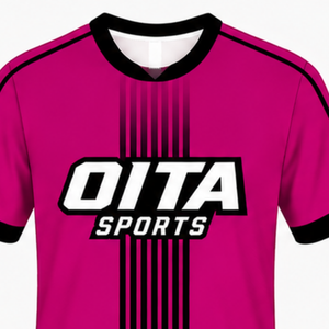 Camiseta Deportiva de Rugby Rosa y Negra de Manga Corta con Cuello Redondo, Transpirable, para Entrenamiento de Equipo, Uniforme Deportivo de Alto Rendimiento - Product Image 3