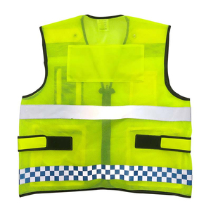 Gilet de sécurité jaune haute visibilité en polyester imperméable avec bande réfléchissante et bande à carreaux, vêtements de travail unisexes - Product Image 4