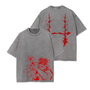 เสื้อยืดคอกลมแขนสั้นลายอนิเมะสไตล์วินเทจสำหรับผู้ชาย ผ้าฝ้าย ระบายอากาศได้ดี ไม่ยับง่าย สตรีทแวร์ แบบสั่งทำพิเศษ - Product Image 4