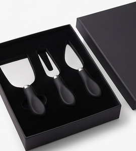 Premium Stainless Steel <b>Cheese</b> <b>Knife</b> <b>Set</b> With Black Plastic Handles For Elegant <b>Cheese</b> Serving Use And Restaurant Use - Product Image 3