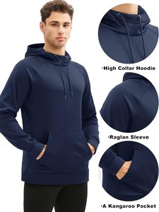 Vente en gros de sweat-shirts à capuche pour hommes, bleu marine, manches raglan, en molleton, avec logo personnalisé, sweat-shirt à capuche uni, sport, fabricant - Product Image 3