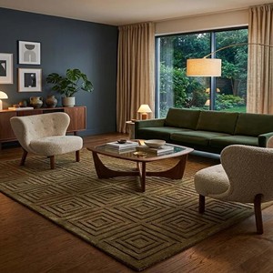 Modern Tufted Area Carpet Solid Brown Geometric Rug Square Pattern Plush Contemporary Living Room Bedroom Office Floor Decor - Product Image 2