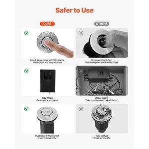 Kit Interruttore ad Aria da 3,5 Pollici in Acciaio Inossidabile Spazzolato Argento per Smaltimento Rifiuti Alimentari ON/OFF, per Installazione su Lavello - Product Image 6