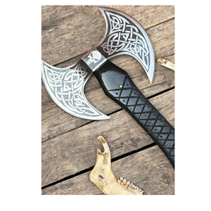 Hacha Táctica de Doble Hoja, Cabeza de Acero Forjado, Mango de Goma, Estilo Vikingo, Hacha de Supervivencia - Product Image 4