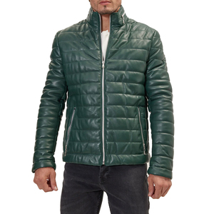 Modern High Street Style Leather Puffer <b>Jacket</b> for Men Warm Quilted Outerwear Comfortable Fit Fashion Wear Front Logo - Product Image 1
