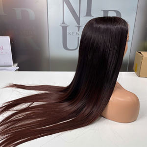Peluca larga al por mayor 100% cabello humano vietnamita virgen crudo hueso recto punta marrón Color Super doble extensión de cabello dibujado - Product Image 1