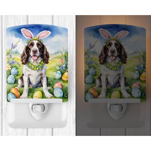 Veilleuse en céramique multicolore 6x4x3 compacte certifiée UL NOUVEAU Springer Spaniel anglais Chasse aux œufs de Pâques pour chambre à coucher Salle de bain - Product Image 2