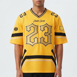 T-shirt surdimensionné en maille pour homme, style streetwear, avec logo personnalisé, en maille respirante en polyester, maillot de football américain - Product Image 3