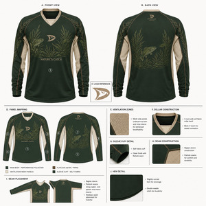 OEM Custom Men's Performance Fishing Jersey <b>Long</b> <b>Sleeve</b> UPF 50+ Quick-Dry Polyester <b>Mesh</b> Sublimated Angler Tournament Shirt - Product Image 5