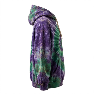 Sudadera con Capucha Tie Dye para Hombre, Estilo Oversize, con Bolsillo Frontal, Color Morado y Verde, Informal, para Otoño - Product Image 3