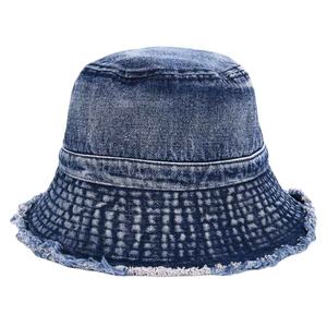 Chapeau bob en jean uni délavé unisexe, personnalisé, 2026, mode, soleil, large bord, réglable, pour la pêche en plein air, la plage, le printemps, l'été - Product Image 1