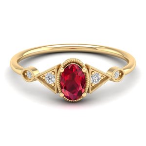 Bagues de fiançailles REYES en argent sterling 925 avec rubis ovales de 0,5 carat pour femmes, cadeaux d'anniversaire, vente en gros - Product Image 1