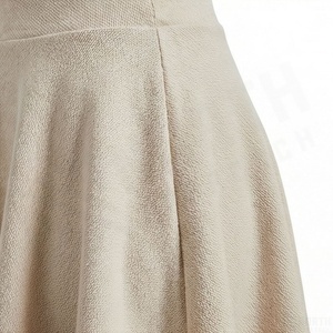 Women's High Waist Knitted <b>Pleated</b> Mini <b>Skirt</b> Solid Beige A Line <b>Short</b> <b>Skirt</b> - Product Image 5